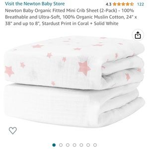 Brand new never used Newton Baby Organic Fitted Mini Crib sheets- 2 pack